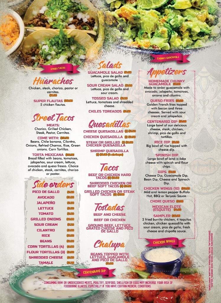El centenario restaurant Mexican - Greenwood, SC menu_pic