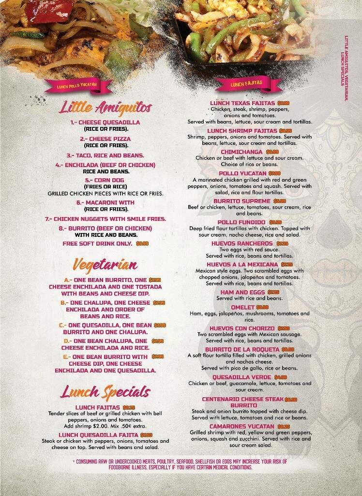El centenario restaurant Mexican - Greenwood, SC menu_pic