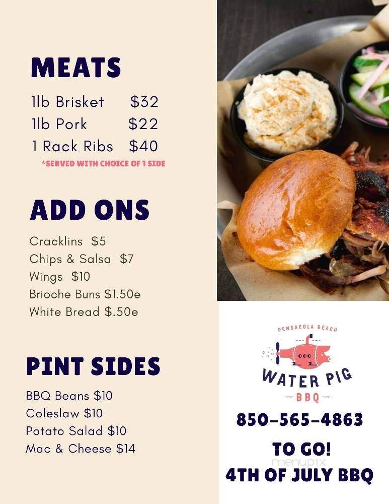 Water Pig BBQ - Pensacola Beach, FL menu_pic