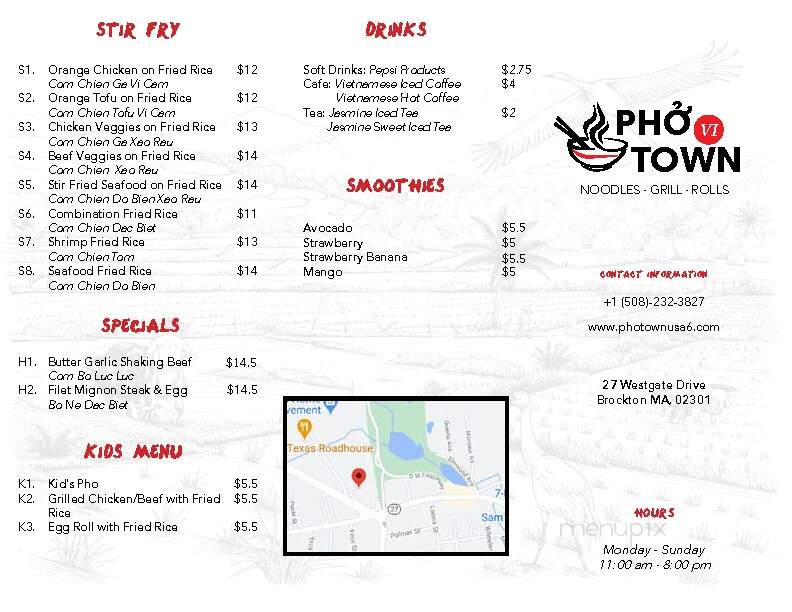 Pho Town 6 - Brockton, MA menu_pic