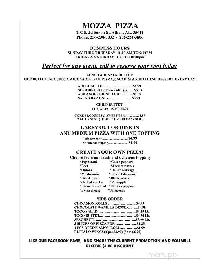Mozza Pizza - Athens, AL menu_pic