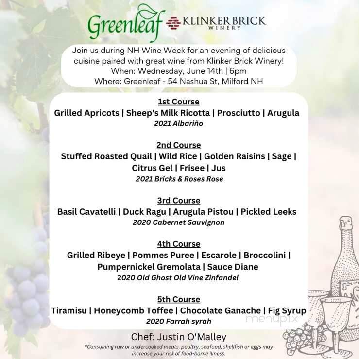 Greenleaf - Milford, NH menu_pic