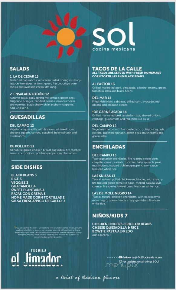 Sol Cocina Mexicana - Pawleys Island, SC menu_pic