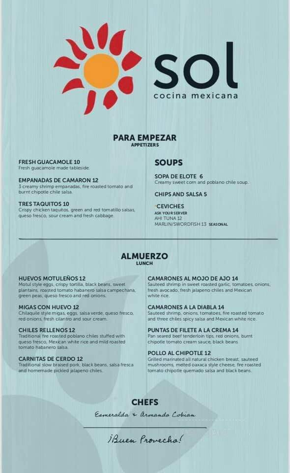 Sol Cocina Mexicana - Pawleys Island, SC menu_pic