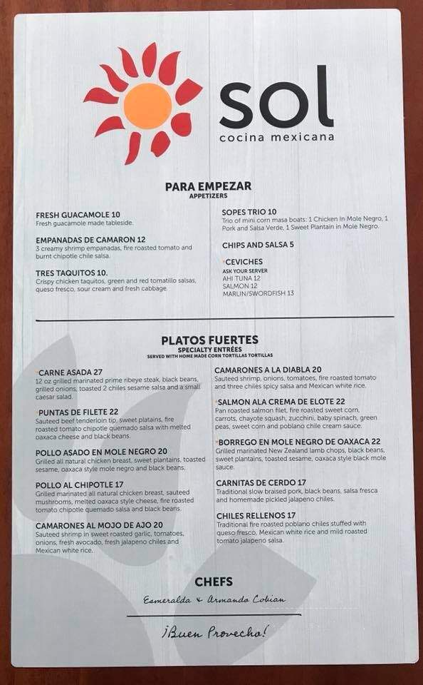Sol Cocina Mexicana - Pawleys Island, SC menu_pic
