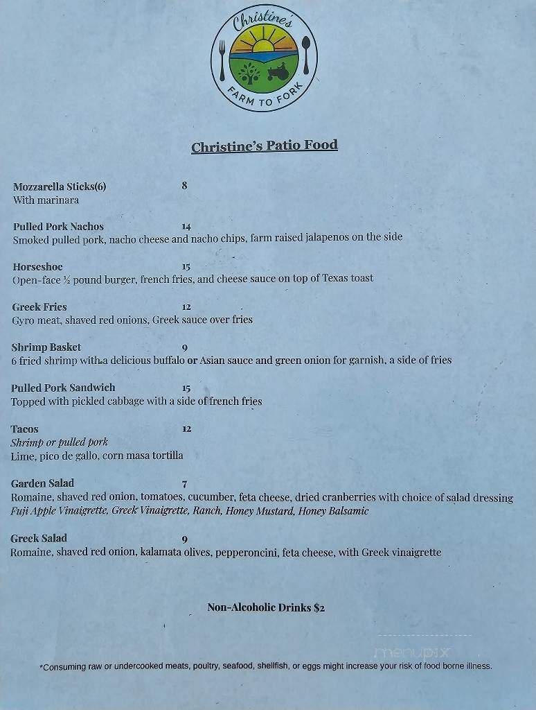 Christines Farm to Fork - Edgefield, SC menu_pic