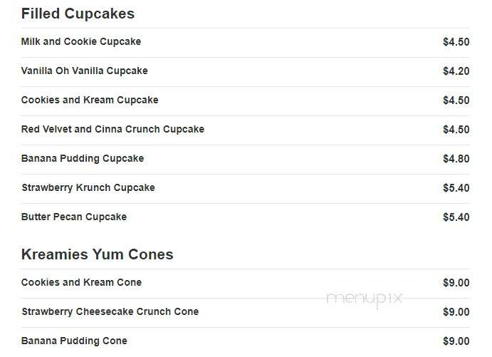 Kreamies Bakery - Bellmawr, NJ menu_pic