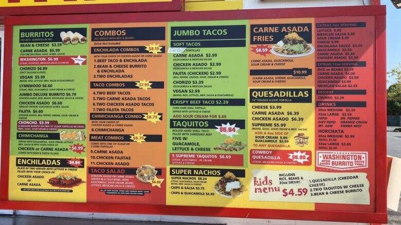 Washington Burrito - Lynnwood, WA menu_pic