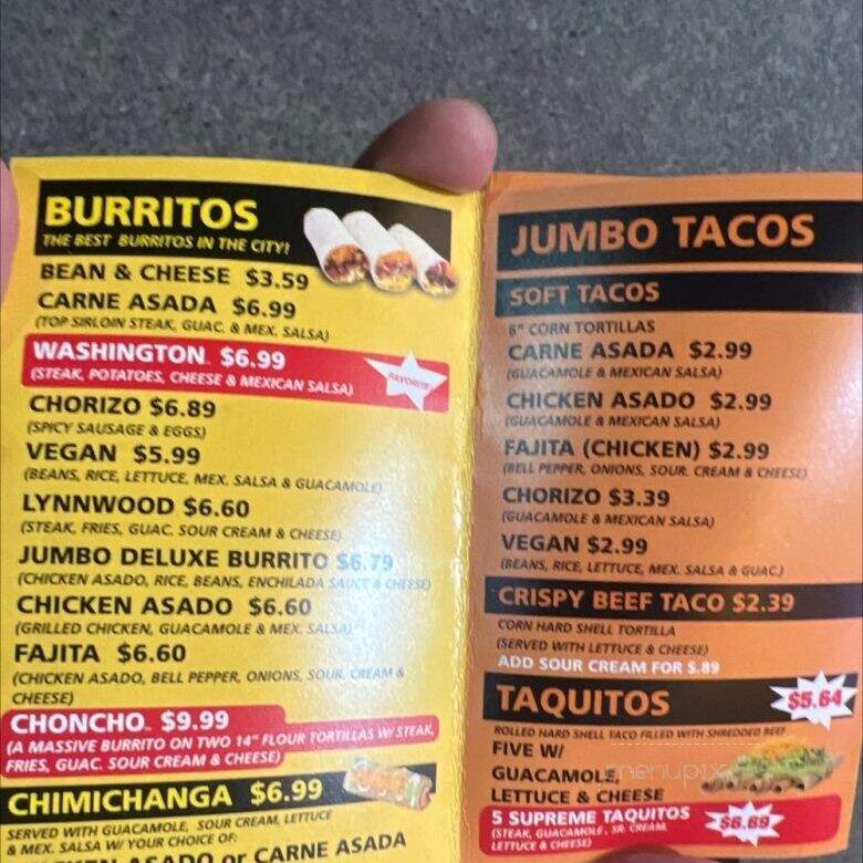 Washington Burrito - Lynnwood, WA menu_pic