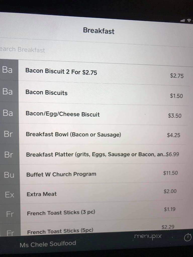 Ms Chele Soulfood - Trenton, SC menu_pic