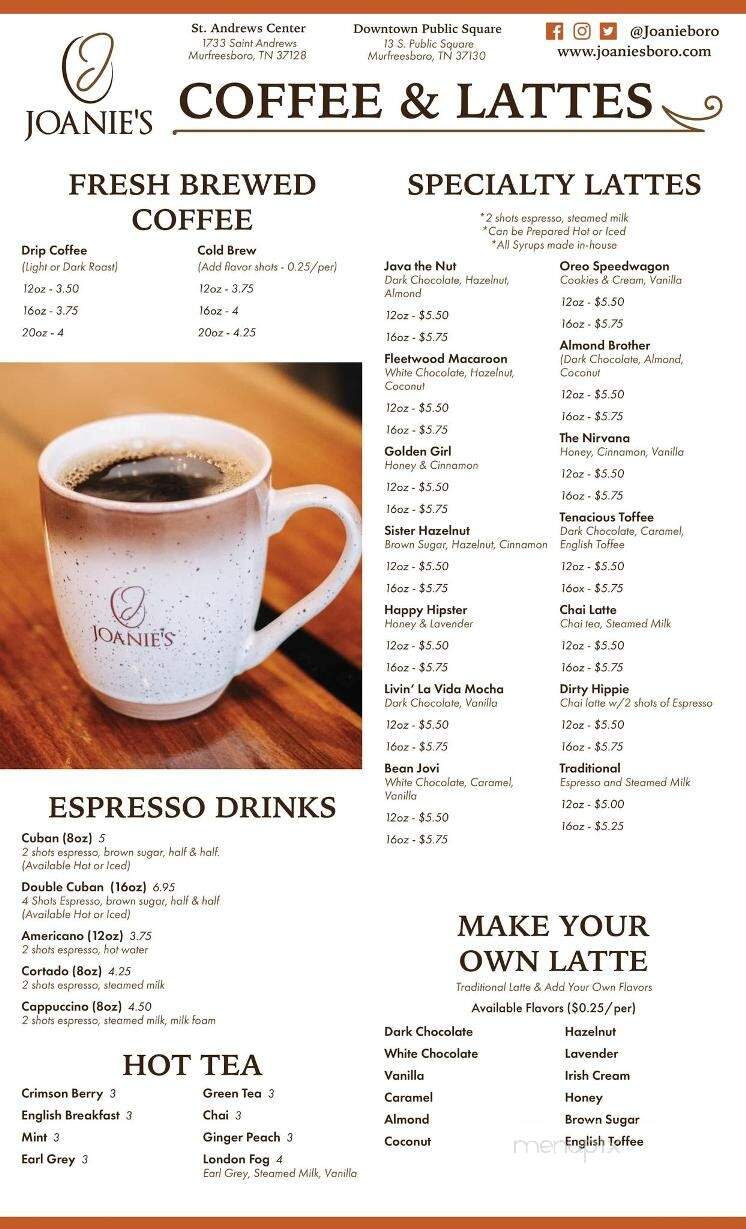 Joanie's Public Square - Murfreesboro, TN menu_pic