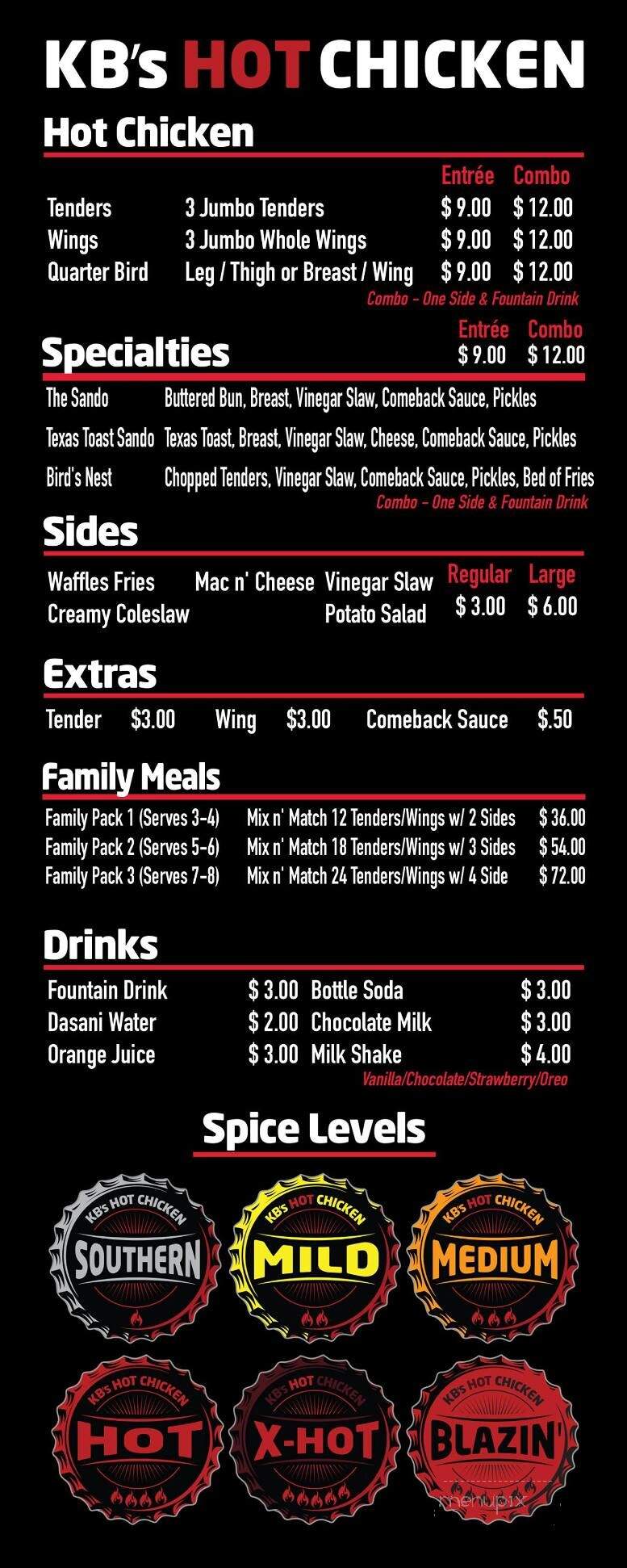 KB Chicken - Prunedale, CA menu_pic