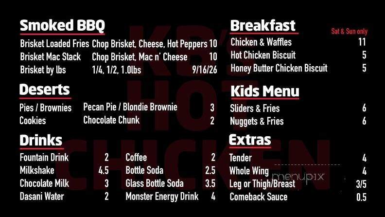 KB Chicken - Prunedale, CA menu_pic