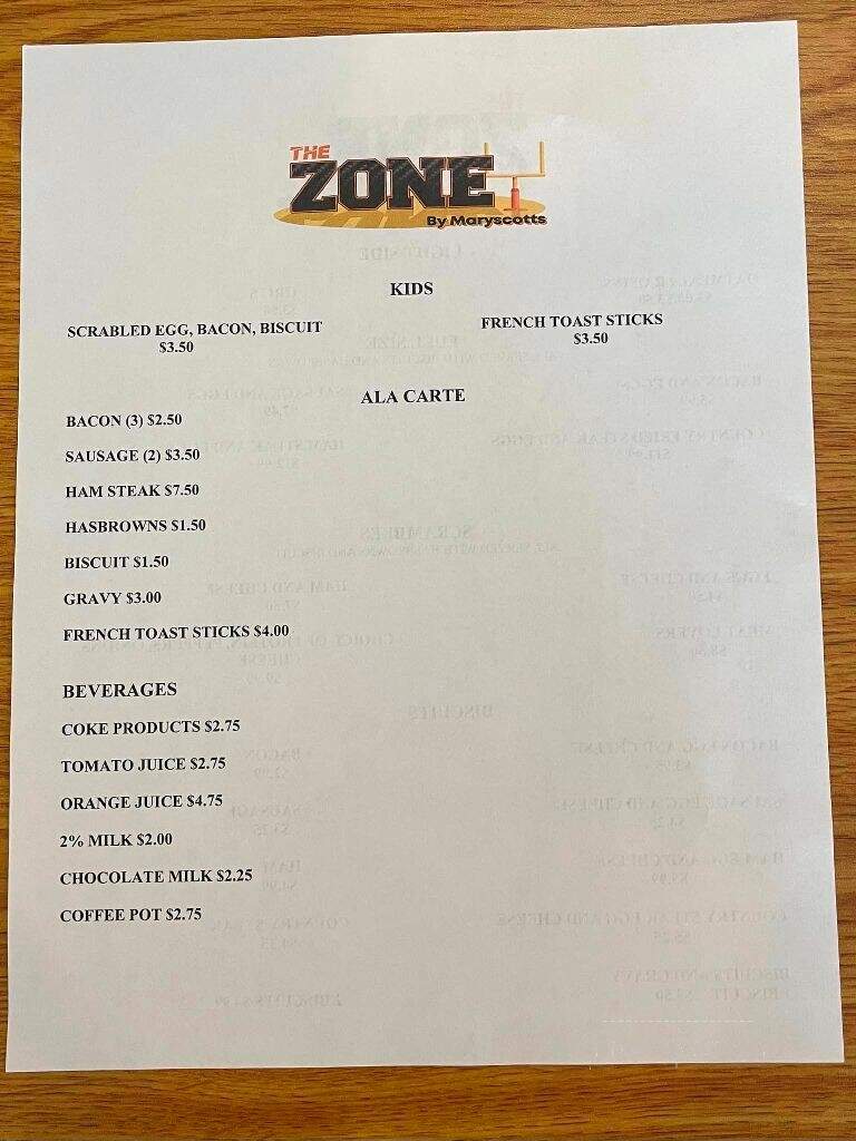 The Zone by Maryscotts - Mount Vernon, IN menu_pic