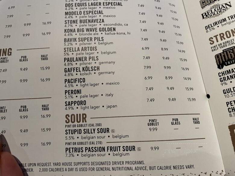 Yard House - Sarasota, FL menu_pic