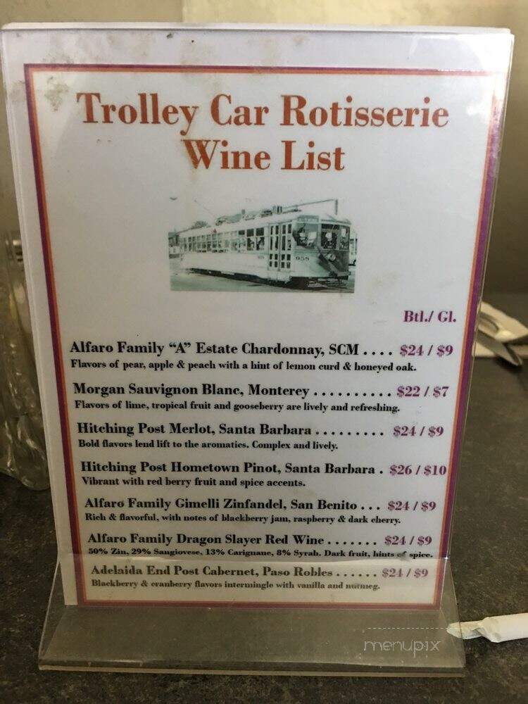 Trolley Car Rotisserie - Castroville, CA menu_pic
