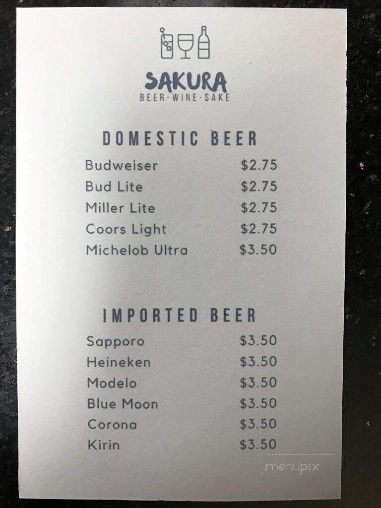 Sakura - Waynesboro, VA menu_pic