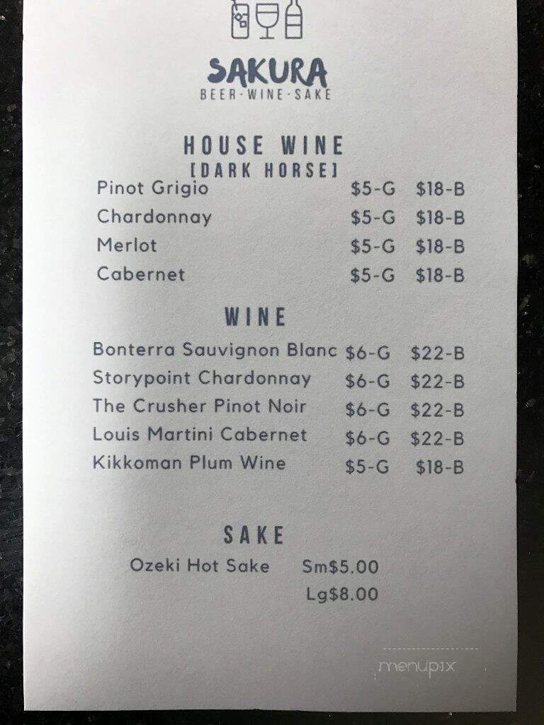 Sakura - Waynesboro, VA menu_pic