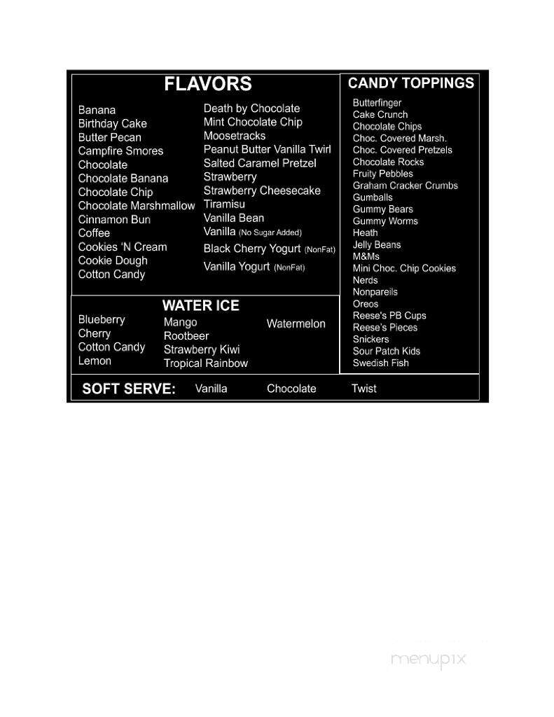 Brain Freeze Ice Cream Parlor - Moorestown, NJ menu_pic