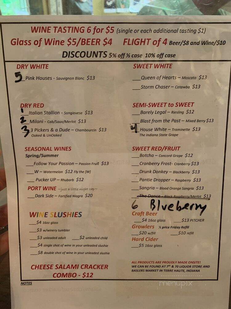 TJ Haase Winery - Clinton, IN menu_pic