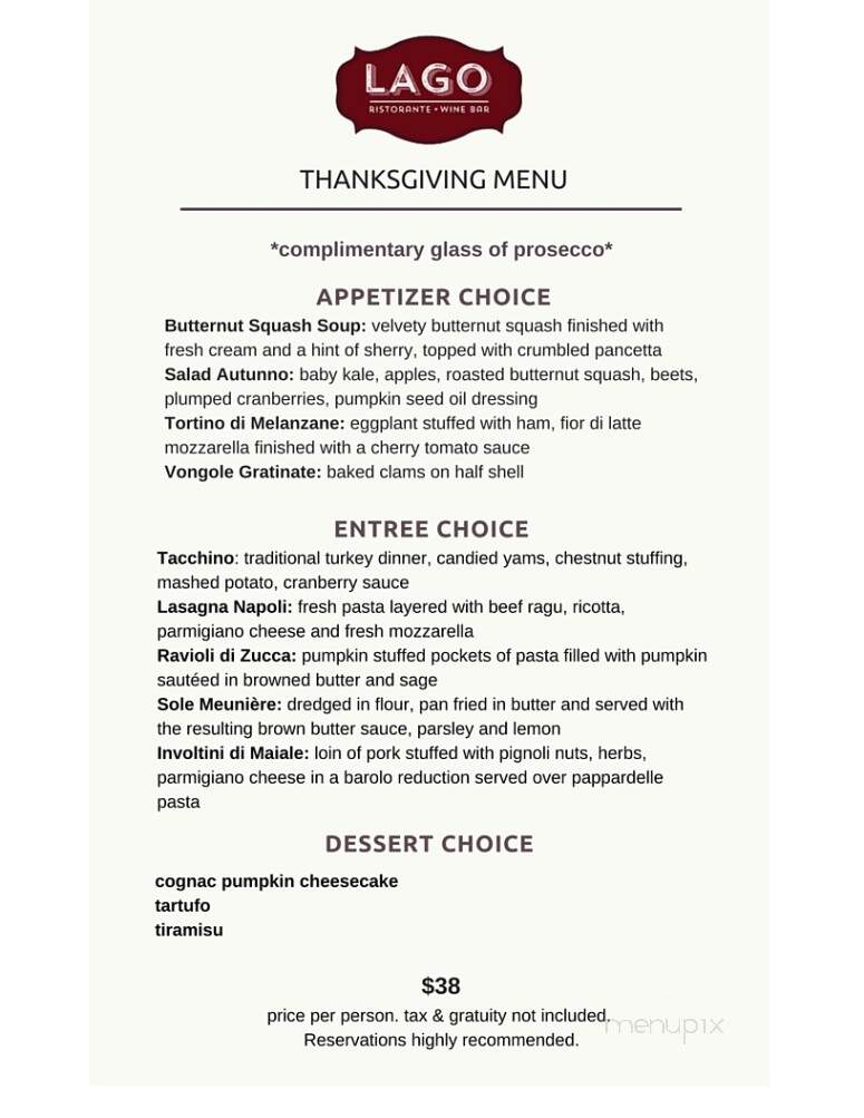Lago Ristorante and Wine Bar - West Harrison, NY menu_pic