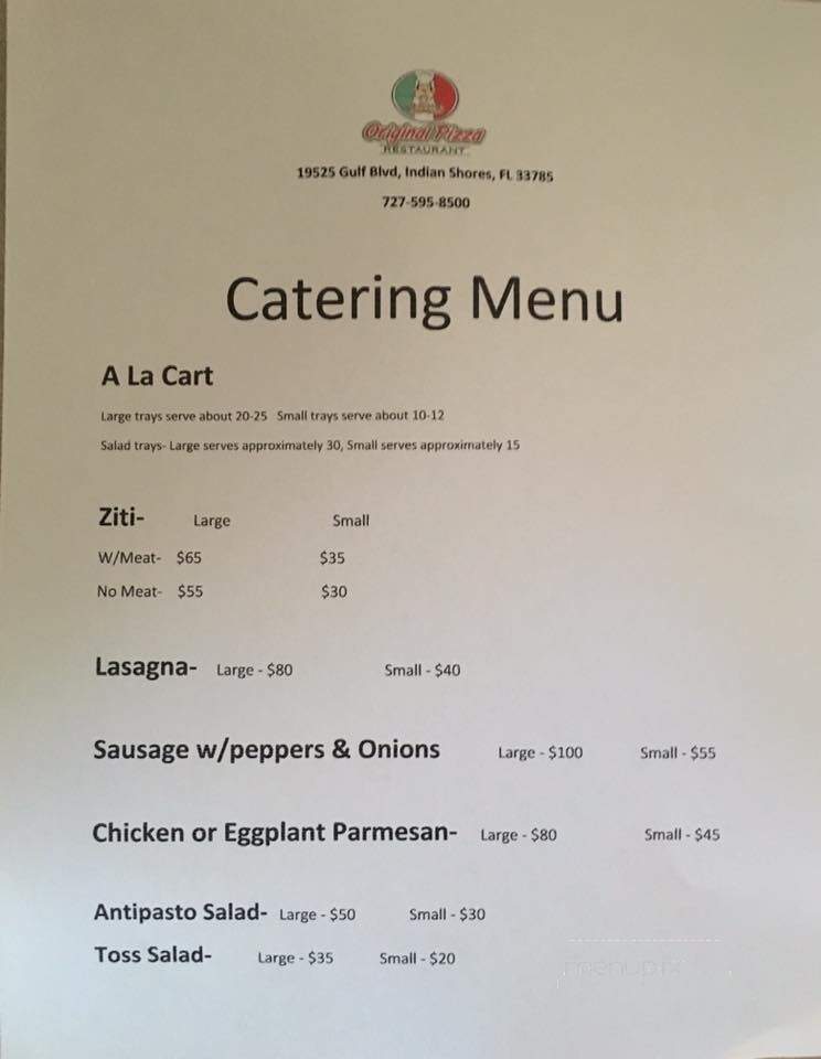 Original Pizza - Indian Shores, FL menu_pic