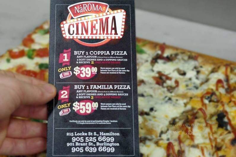 NaRoma Pizza bar - Hamilton, ON menu_pic