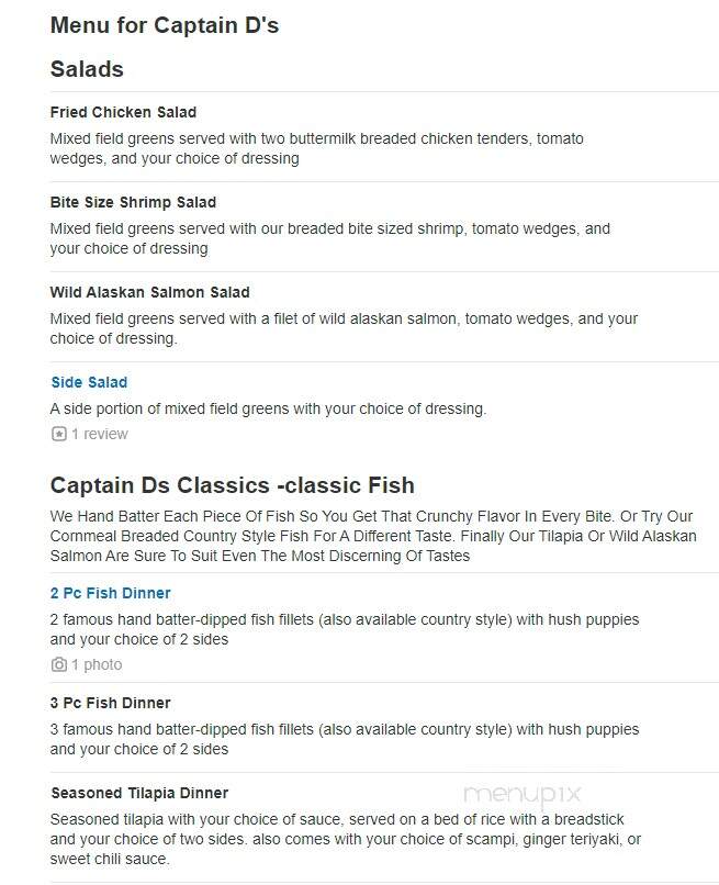Captain D's Seafood - Petersburg, VA menu_pic