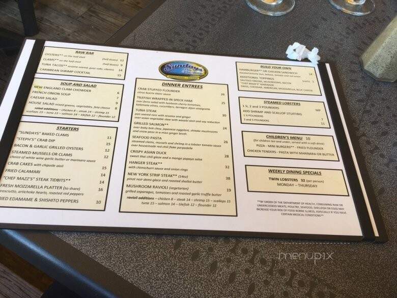 Sundays on the Bay - Hampton Bays, NY menu_pic