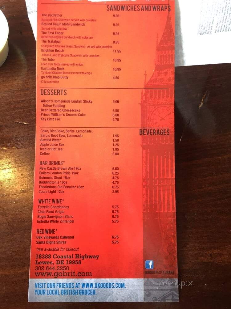 Go Brit - Lewes, DE menu_pic