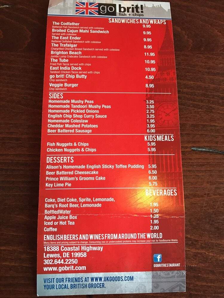 Go Brit - Lewes, DE menu_pic