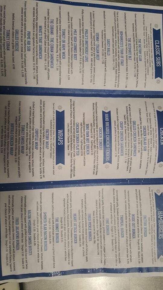 Sandwich Factory - Murfreesboro, TN menu_pic