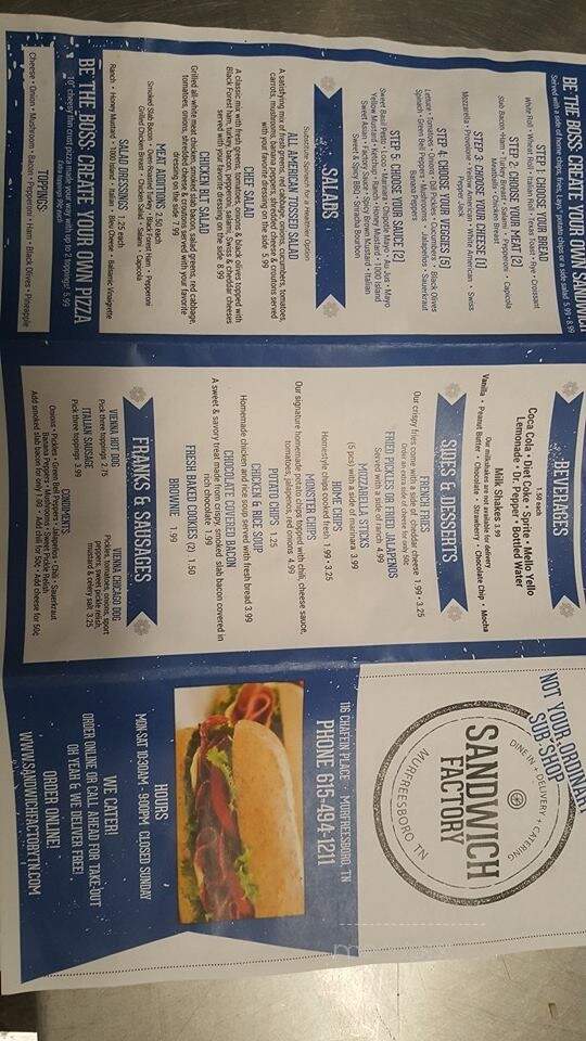 Sandwich Factory - Murfreesboro, TN menu_pic