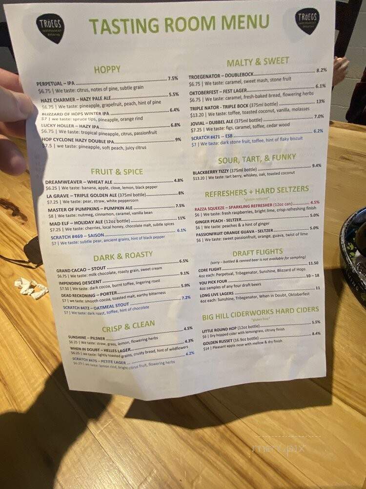 Troegs Brewing Co. - Hershey, PA menu_pic