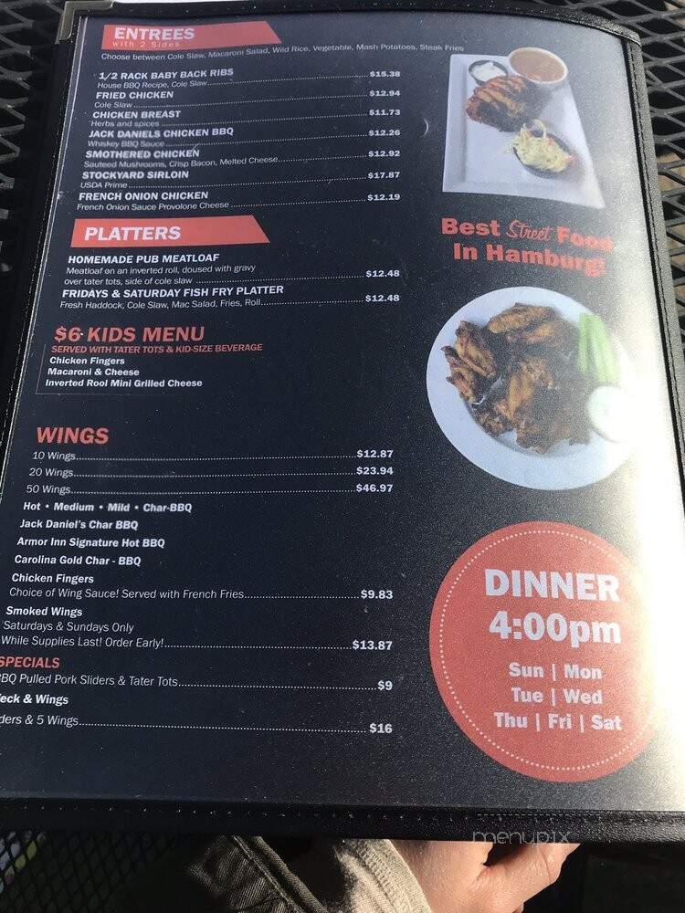 Armor Inn Tap Room - Hamburg, NY menu_pic
