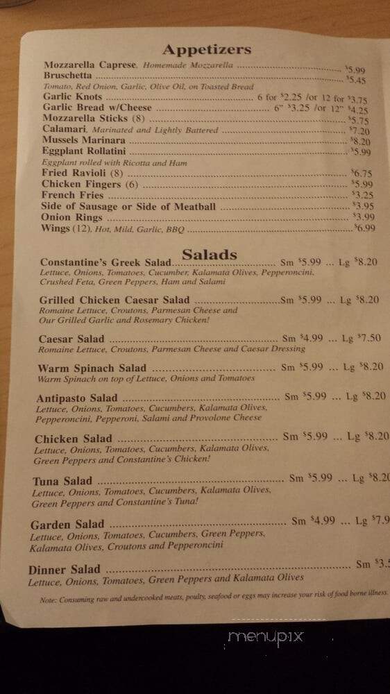 Constantine's Pizza House - South Daytona, FL menu_pic
