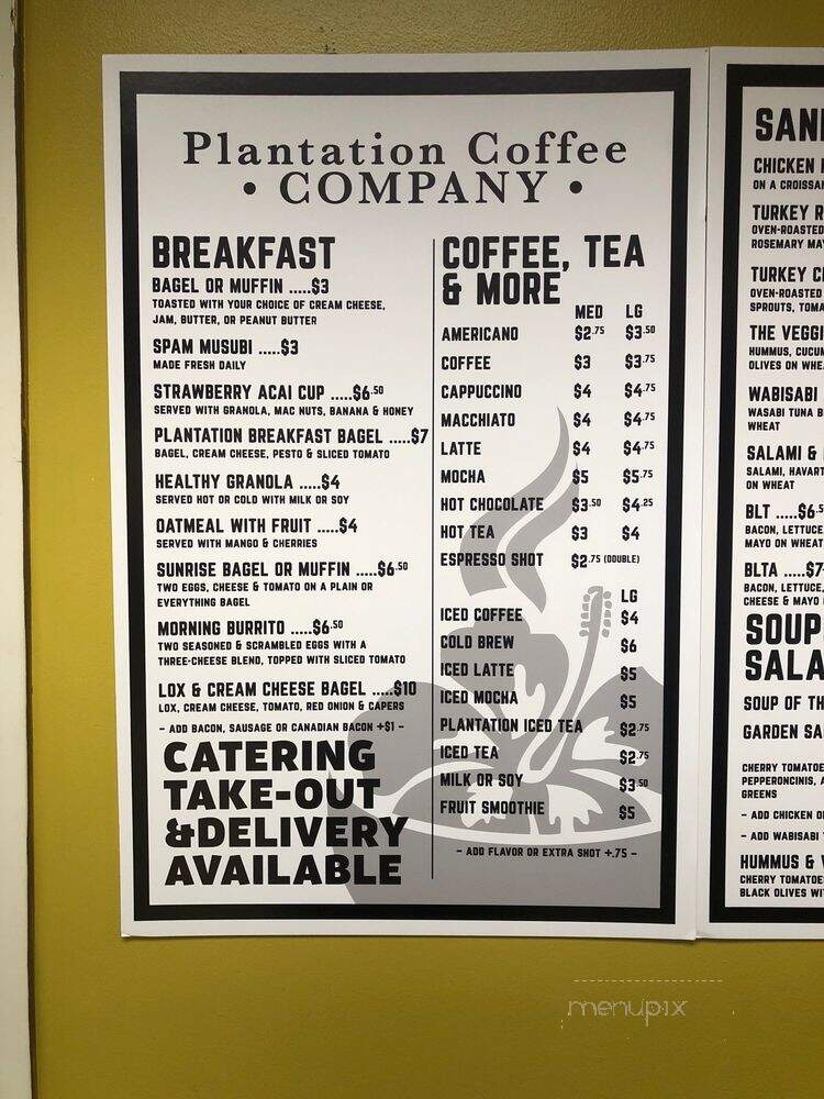 Plantation Coffee Company - Lihue, HI menu_pic