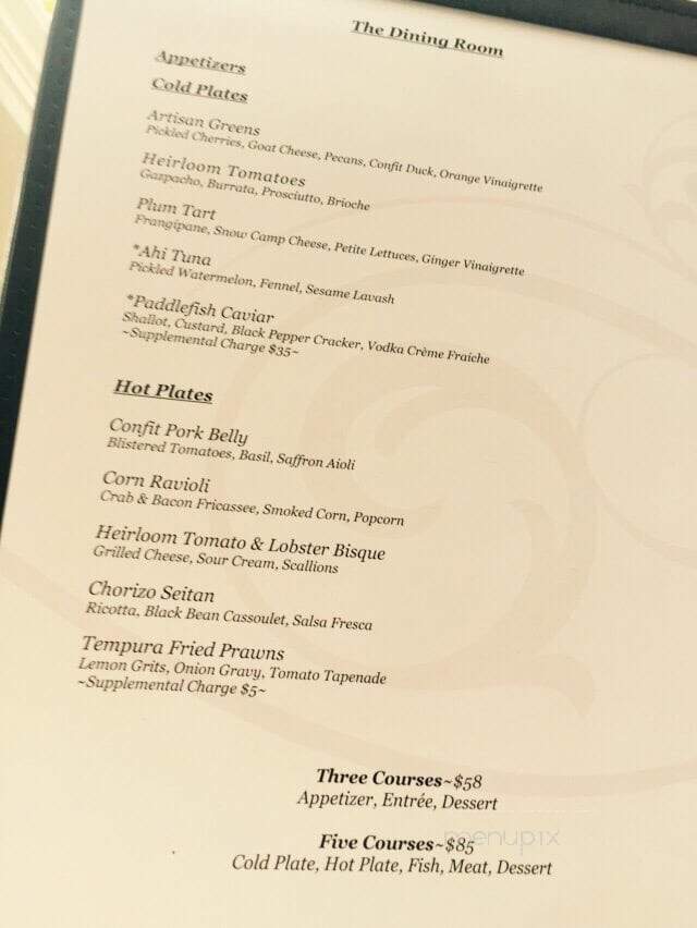 Deerpark Restaurant - Asheville, NC menu_pic