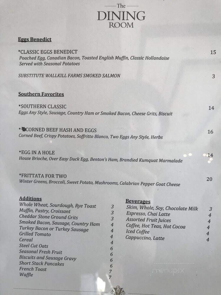 Deerpark Restaurant - Asheville, NC menu_pic