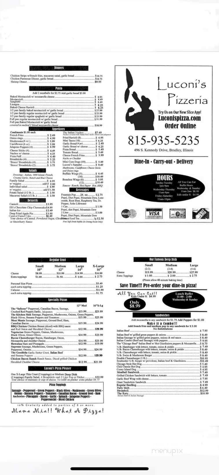 Luconi's Pizza - Bradley, IL menu_pic