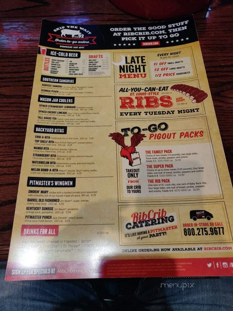 Online Menu of Rib Crib, Wichita Falls, TX