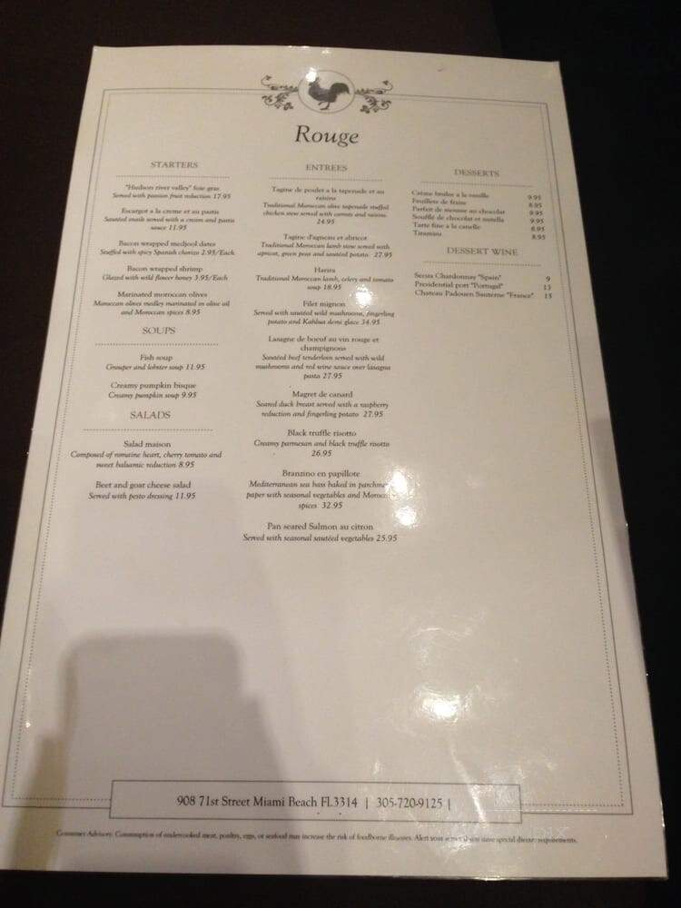 Rouge - Miami Beach, FL menu_pic