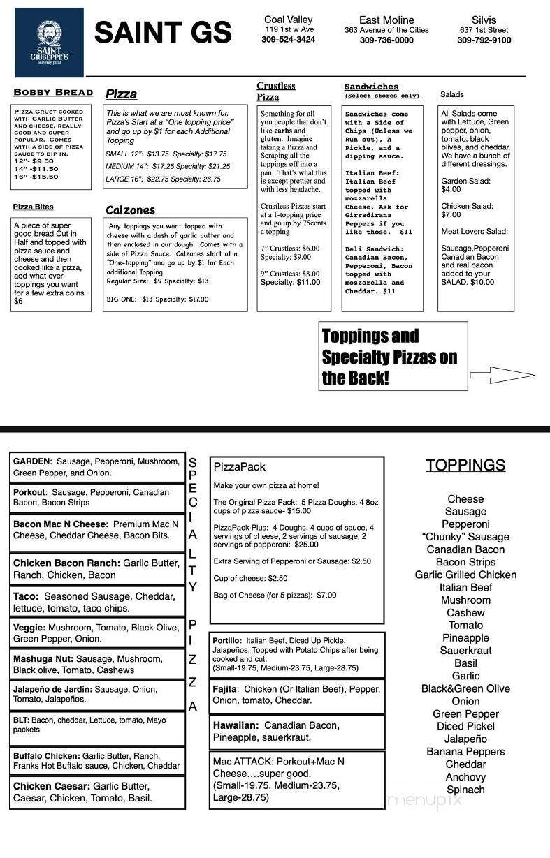 St. Giuseppe's Heavenly Pizza - Moline, IL menu_pic