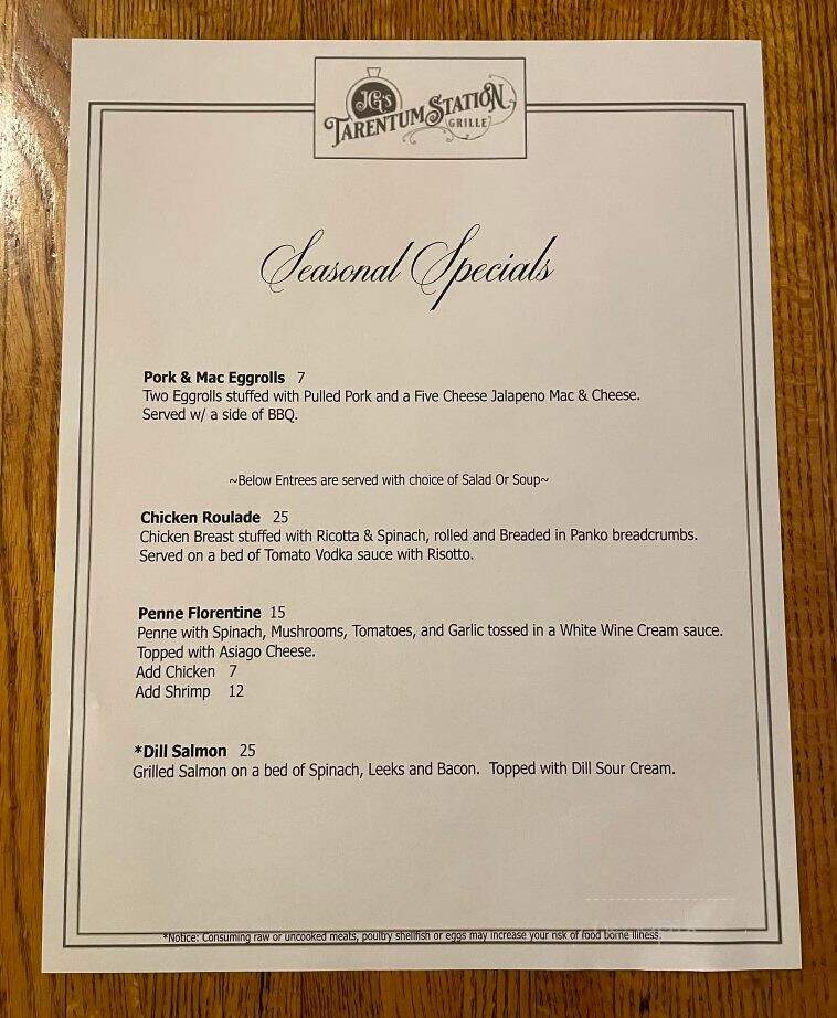 JG's Tarentum Station Grille - Tarentum, PA menu_pic