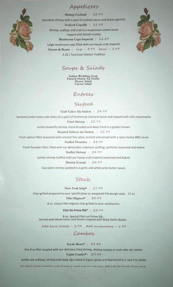 JG's Tarentum Station Grille - Tarentum, PA menu_pic