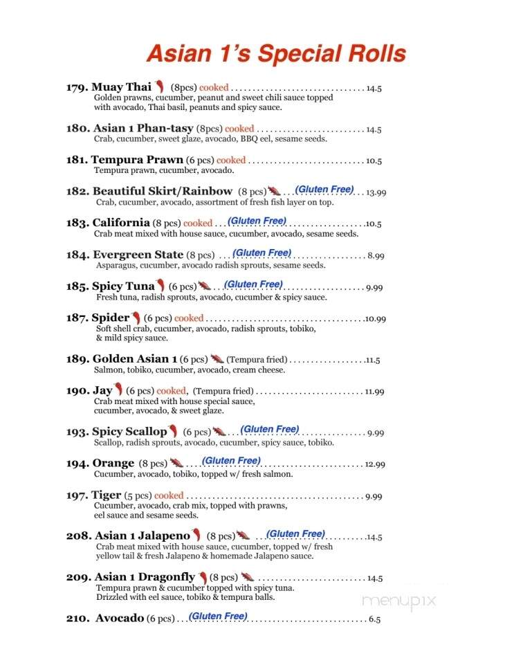 Asian 1 - Burlington, WA menu_pic