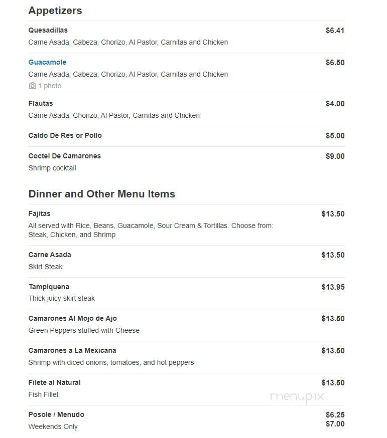 El Alteno Mexican Restaurant - Springfield, TN menu_pic