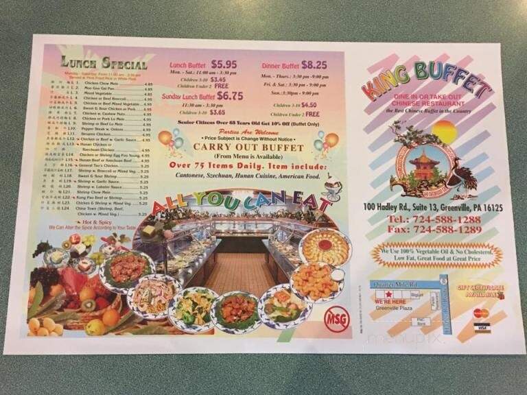 King Buffet - Greenville, PA menu_pic