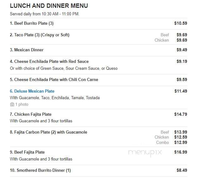 Rosa's Cafe and Tortilla Factory - Highland Village, TX menu_pic