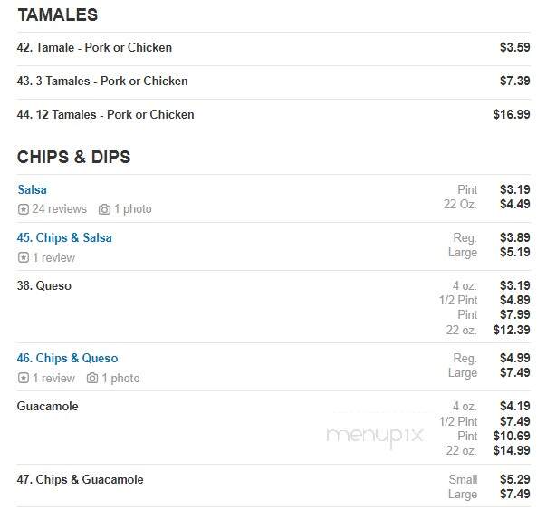 Rosa's Cafe and Tortilla Factory - Highland Village, TX menu_pic